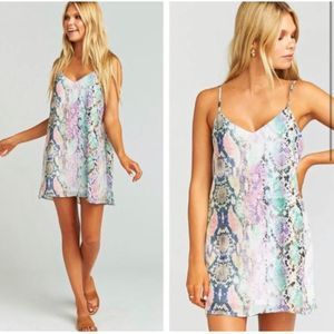SHOW ME YOUR MUMU Pastel Python Snakeskin Spaghetti Straps Mini Dress